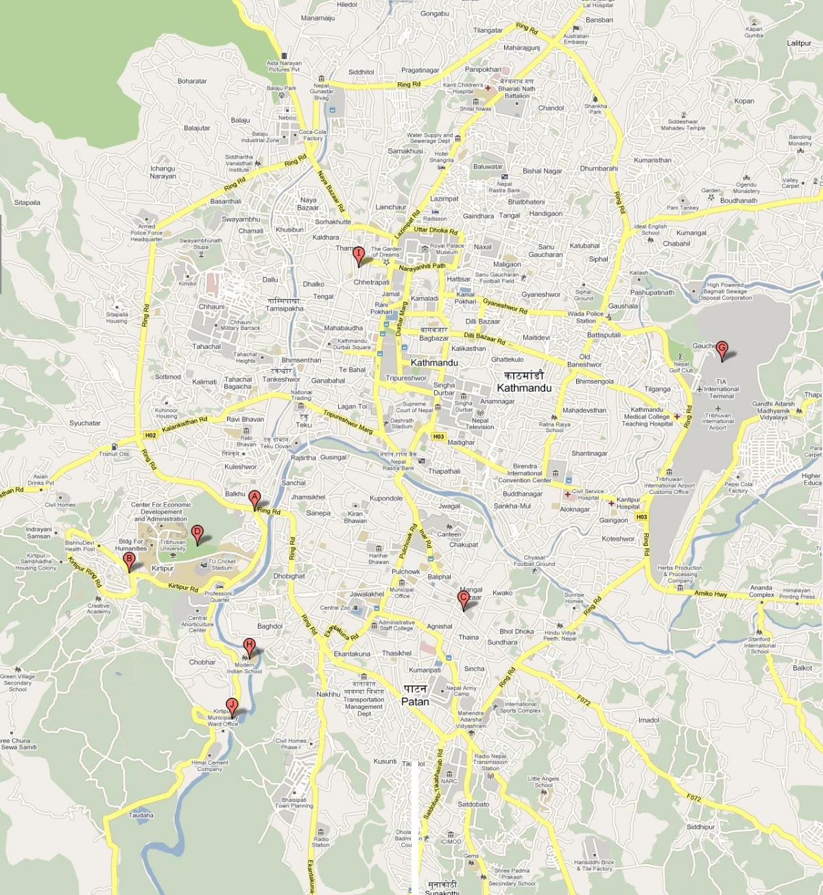 Քարտեզ КТМ է Նեպալ