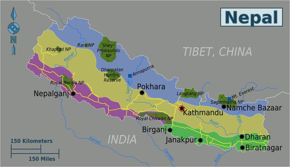 Everest Նեպալ քարտեզի վրա