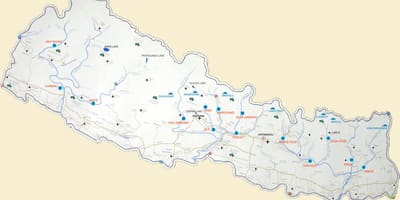 Քարտեզ Նեպալի ի ցույց տալով գետերի