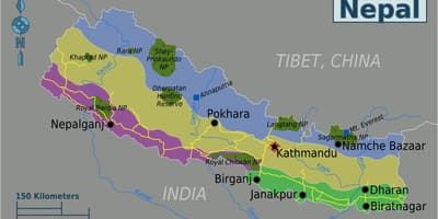 Everest Նեպալ քարտեզի վրա